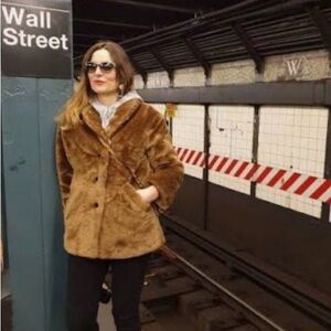 and Other Stories Chestnut faux fur driving coat size 4 excellent condition